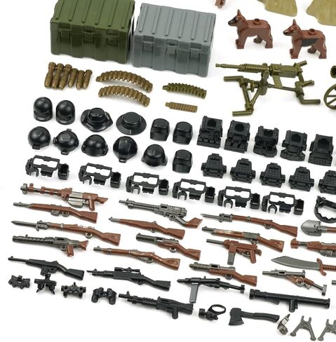 إكسسوارات جيش الأسلحة العسكرية WW2 التي تم تحديدها للأرقام ، 280+ قطعة من طوب Swat Soldier من الطوب والدروع ، متوافقة مع اللبنات الرئيسية للعلامات التجارية للأولاد in Kuwait