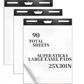 Sticky Easel Pad,30 Sheets/Pad, Super Sticky Flip Chart Paper-10 pads,25 in x 30 in