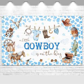 Avezano Cowboy Baby Shower Backdrop A Little Cowboy is On The Way Party Decorations Blue Western Cowboy Rodeo Baby Shower Banner Photo Booth Props 70.8x43.3