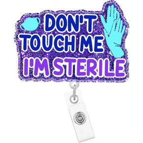 I Will Cut You Surgical Tech Badge Reel Retractable Nurse Funny Nursing Badge Holder with ID Clip Accessories RN CNA Glitter Acrylic Name Badge Clip Medical Assistant LPN SLP ID Card Ipl96T