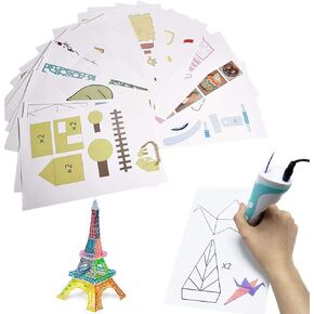 3D Printer Drawing Molds Paper Stencils for 3D Printing Pen,Printing Paper Painting Graffiti Template for 3D Pen DIY Gift Present, 20 Sheets 40 Patterns with a PVC Transparent Board.