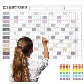 Big Ass Calendar, Litacimi Yearly Wall Calendar 2025 with Moon Phase, Paper Full Year Wall Calendar One Page, 365 Day Calendar at One Glance, 23.6"X 32.8"