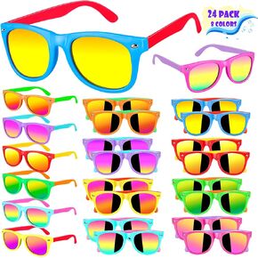 Kids Sunglasses Bulk Party Favors for Kids 4-8 & 3-5，16 Packs Boys Girls Sunglasses for Kids with UV 400 Protection, Neon Toddler Sunglasses for Kids Birthday,Pool Beach Party Favors