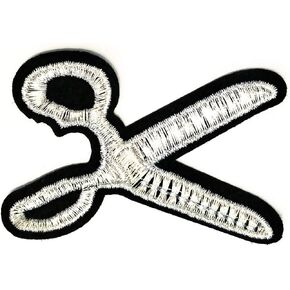 Nipitshop Patches Hairdressers Beauty Salon Silver Scissors in The Beautician Cartoon Kids Iron On Embroidered Applique Patch for Clothes Great as Happy Birthday Gift