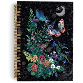 Moody Butterfly Spiral Notebook, Witchy Butterfly Journal, Butterfly Notebook, Gothic Floral Notebooks for School Work, Dark Butterfly Moon Office Supplies Gifts for Women Girls, 5.5x8.3 Inch