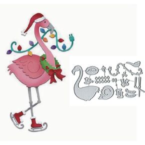 Flamingo Animals Metal Die Cuts,Animals Bird Flamingo Bow Flower Leaf Cutting Dies Cut Stencils DIY Scrapbooking Decorative Embossing Paper Scrapbooking Card Making, silver