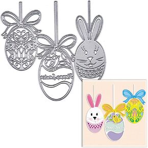 ALIBBON Easter Die Cuts for Card Making, Rabbit Eggs Cutting Dies Metal Template Molds, Butterfly Bow Eggs Dies for Crafting DIY Photo Album Paper Embossing Scrapbooking Supplies