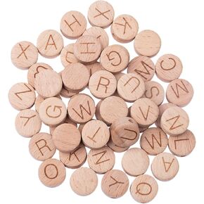 ToBeIT Wooden Beads Square Wood Beads Cube Letter Beads Alphabet Letter Beads for Crafts DIY Handmade Decorations Craft Making (C-52pcs)