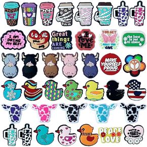 40PCS DIY necklace bracelet jewelry student gift Scool is made with a variety of rich beaded keychains such as silicone beaded cute cows and ducks.