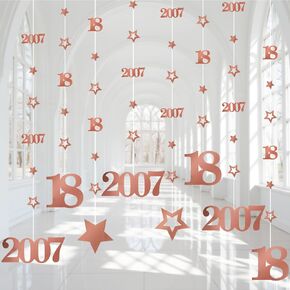 Rose Gold 13th Birthday Decorations for Girls, Pre-Stung Glitter Twinkle Number 2012 13 Years Old Hanging Streamer Banner Party Supplies, Pink Happy 13th Bday Thirteen Official Teenager Decor