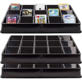 Toy Vault Trading Card Sorting Trays and Dealer Trays (3-Pack, 15-Slot); Large Black Card Tray Organizer for CCG Games and Board Games
