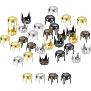 uxcell 80Pcs Mixed Color Round Dome Rivets, 4mm Brass Spike Studs Spots Punk Rock Nailheads Claw Beads Assorted Kit for DIY Clothes Belt Bag Shoes Bracelet Leather Craft