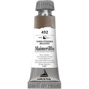 MaimeriBlu 12ml Single-Pigment Watercolor Paint - Burnt Umber PBr7 Professional Watercolor Paint - Lightfast and Transparent Watercolor Paint Tube for Artists