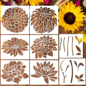 Flower Stencils for Painting 14inch Large Flower Stencils Rose Hibiscus Floral Stencils for Garden Fence Reusable Daisy Sunflower Stencil Drawing Templates for Wood Wall Furniture Fabrics DIY Decor in Kuwait