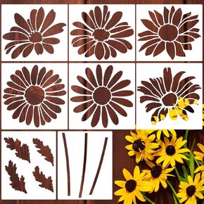 Flower Stencils for Painting 14inch Large Flower Stencils Rose Hibiscus Floral Stencils for Garden Fence Reusable Daisy Sunflower Stencil Drawing Templates for Wood Wall Furniture Fabrics DIY Decor