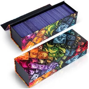 Trading Card Storage Box, Top Loader Boxes with Magnet Lid, Sports Card Case for Baseball/Soccer Card, Card Holder Case fits 800 Cards or 200 Top Loaders (Ethereal Elemental Grid, 4 Pack)