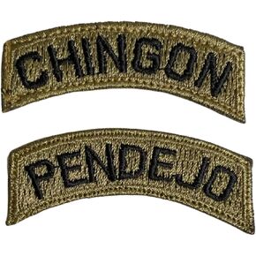 Mexico CHINGON & Pendejo Tab Patches 2PCS - Funny Tactical Military Morale Embroidered Patch Hook Fastener Backing