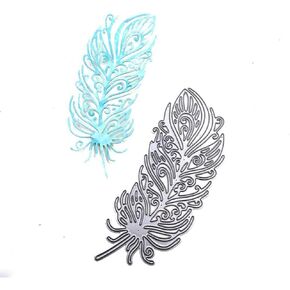 Feather Cutting Dies Hollow Carved Design Metal Die Cuts Feather Embossing Stencil for DIY Scrapbooking Card Making Paper Craft Scrapbooking and Stamping