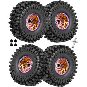 1.9" Beadlock rc Wheels and Tires for 1/10 RC Crawler TRX4 TRX6 SCX10 90046 AXI03007 VS4-10 Gen8 MST CFX D90,Aluminium 1.9 Beadlock Wheels 1.9 Beadlock Tires RC Tires,4pcs,Titanium Rainbow
