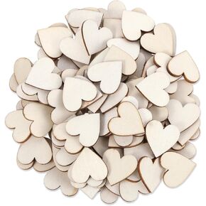 Bewudy 100 Pcs 1" Wooden Hearts for Crafts, Small Wood Hearts Cutout Slices, DIY Unfinished Wooden Ornaments Embellishments, Wood Slices Tags for Valentine's Day Christmas Wedding Party Ornaments