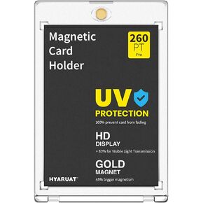 260pt Magnetic Card Holders for Thick Trading Cards - Clear One Touch Hard Case with Gold Magnet, UV Protection, Fits Baseball & Sports Cards (1 Pack)