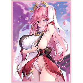 60ct (Yae Miko B) Holographic Standard Size Cards for MTG/TCG/PTCG Art Anime Printing Card Sleeves Protectors 67x 92 mm （A10）