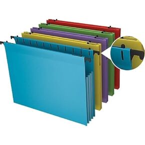 STAPLES Poly Expanding Hanging File Pockets, Letter, Assorted, 5/Pack (3 Packs of 5)