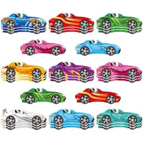 Faccito 72 Pcs Car Bulletin Board Cutouts Decoration Colorful Car Name Labels with 100 Adhesive Dots Car Accents Paper Cutouts for Classroom School Teacher Student Decor(Race Car)