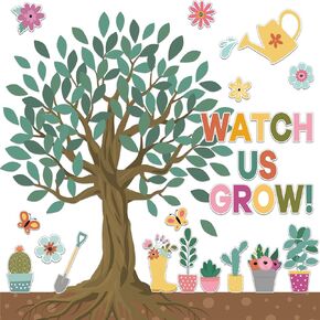 Spring Tree Classroom Decor Floral Bulletin Tree Bulletin Board Spring Trees Cutouts Border Decorations Tree Classroom Bulletin Board Set Floral Bulletin Border for Elementary School Flower Style
