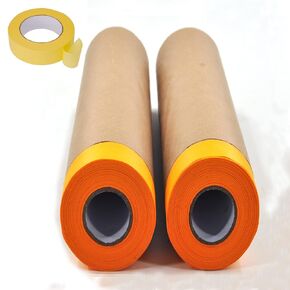 Pre-Taped Paint Masking Paper and Masking Tape Sets,4 Rolls 22inch-50feet Painters Paper and 2 Rolls Painters Tape, Automotive Paint Paper, Tape and Drape Waterproof for Painting Protection Covering