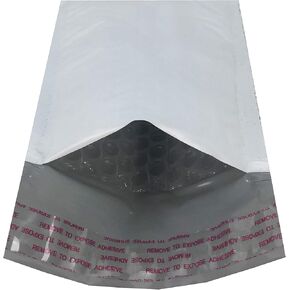 Amazon Basics Poly Bubble Mailer, Self-Seal, 4" x 8" (Internal Size - 3.75" x 7"), 25-Pack, white/grey