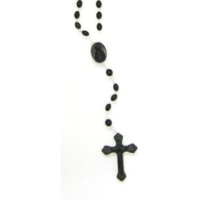 Black Plastic Nylon Cord Rosary