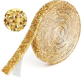Rhinestone Ribbon 3 Yards Self Adhesive Rhinestone Strips Sliver Rhinestone Stickers Glitter Diamond Tape Crystal Ribbon Roll Rhinestone Trim for Gift Wedding Party Decorations Car Phone DIY Crafts