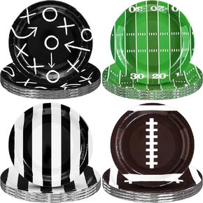 Zhehao 48 Pcs Football Party Supplies 9" American Football Paper Plates Football Dinner Dessert Plate Football Formation Tactics Plates Football Birthday Party Football Game Day Tailgate Party Decor