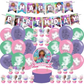Cartoon Theme Party Supplies,Including Cartoon Birthday Bannner,Cake Copper ,Ballon,Party Cupcake Topper Suitable for Birthday Party,Party Favor etc