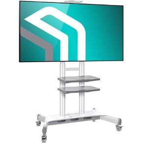 ONKRON Mobile TV Stand for 50 - 86 Inch TVs up to 200 lbs, Movable TV Stand Height Adjustable with Shelves max VESA 800x500 Portable TV Stand on Wheels / Mobile TV Cart Rolling TV Stand Tall Black