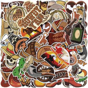 40 Pcs Western Patches Vintage Iron on Patches Cowboy Embroidered Heat Press Patches for Hats Jackets Backpacks Clothing DIY Accessories