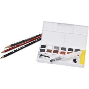 Derwent Shade & Tone Mixed Media Set, 16 Piece Set, Natural Paint Colors with Inktense, Graphitint, Pencils & Tinted Charcoal, Professional Quality (2305903)