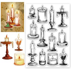CHGCRAFT Lamp Candles Clear Stamps Transparent Stamps Silicone Clear Stamp Seals for DIY Scrapbooking Photo Album Decoration, 4.3x6.3inch