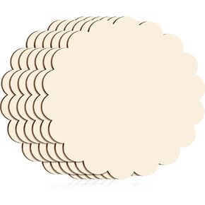 Gerrii 6 Pack 12 Inch Wood Rounds for Crafts Unfinished Scalloped Round Wooden Discs Scalloped Circle Wood Sign Blank Decorative Molding Trim for DIY Wreath Boards Crafts Painting Door Hanger