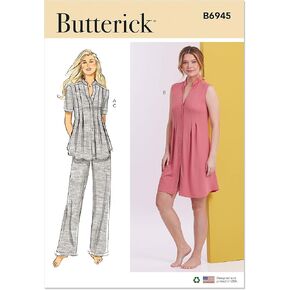 Butterick Misses' Knit Lounge Top, Dress and Pants Sewing Pattern Kit, Design Code B6945, Sizes 8-10-12-14-16