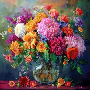 CEOVR Flower Diamond Art Kits for Adults, 5D Full Drill Diamond Painting Dots DIY Gem Art, Adult Crafts Kits Arts and Crafts, Wall Decor for Home Office 12x12in