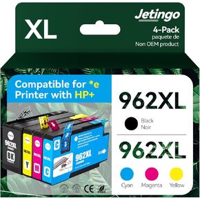 962xl Ink Cartridges Combo Pack for HP 962XL Black and Color Replacement for HP OfficeJet Pro 9010e 9015e 9010 9012 9015 9018 9025 Printers (4-Pack Black Cyan Magenta Yellow)