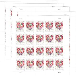 Quilled Paper Heart 2016 Forever Postage Stamps Sheet of 20