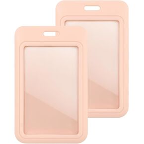 Linemoon 2 Pack Sliding ID Badge Holder with Clear Window, Hard Black Plastic Badge Holders, Badge Protector Pouch for ID Cards, Proximity Cards (Black, 2 Pack)