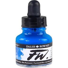 Daler-Rowney FW Acrylic Ink Bottle, Fluorescent Blue
