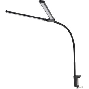 Double Swing Arm LED Desk Lamp, 3 Color Modes, Stepless Dimmable, 10W Flexible Gooseneck Light with Clamp for Home Office, Ambient USB 5V Plug in Desk Lighting, Stylebestobh382qp7v