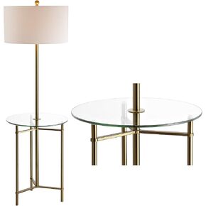 JONATHAN Y JYL3059A Charles 59" Metal/Glass LED Side Table and Floor Lamp Contemporary,Transitional for Bedrooms, Living Room, Office, Reading, Brass