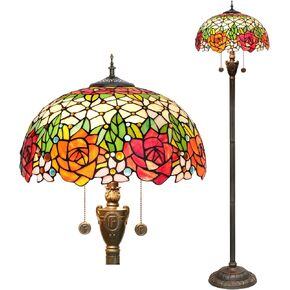 Tiffany Floor Lamp,Floor Lamps for Living Room, Rose Flower Style Glass Floor Lamp,Standing Lamp for Bedroom for Living Room Dorm Office Aesthetic Home Decor
