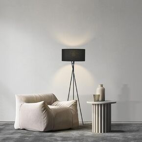 Tripod Floor Lamp, Mid Century Modern Standing Lamp, Study Light for Living Room, Bedroom, Study, Office with White Room Shade